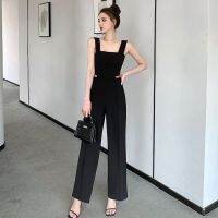 New hollow out the dew female loose waist strap connected tall waist design feeling straps wide-legged trousers jumpsuit