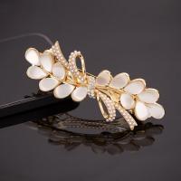 New Korean White Cats Eye Zircon Spring Hair Clip Pearl Bowknot Boutique Alloy Top Clip Elegant Womens Fashion Hair Jewelry Hair Accessories