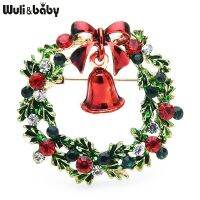 Wuli amp;baby Classic Enamel Wreach Bell Brooches Women Men Flower Christmas Brooch Pins