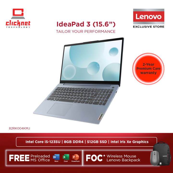 LENOVO IDEAPAD 3 15IAU7 82RK004KMJ (I5-1235U, 8GB, 512GB SSD, 15.6 ...