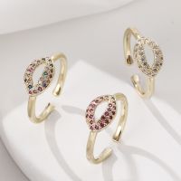 [COD] Cross-border supply European and fashion lip open ring copper gold-plated micro-inlaid zircon personality cold