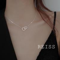 RAISS 925สร้อยคอเงินผู้หญิงเงาคู่หัวใจรักหัวใจกระดูกไหปลาร้าโซ่เพทายแฟชั่นที่เรียบง่ายสุภาพสตรีมิตรภาพสร้อยคอพรรคของขวัญปกเครื่องประดับ