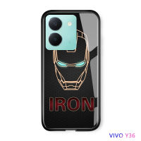 Volans เคสสำหรับ Vivo Y36 Y36 5G Marvl เคสโทรศัพท์สำหรับเด็กชายซูเปอร์ฮีโร่สำหรับผู้ชายกัปตันอเมริกาไอรอนแมนกระจกเทมเปอร์สไปเดอร์แมนเคสฝาหลัง