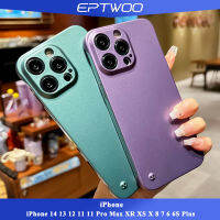 EPTWOO เคสบางเฉียบสำหรับ iPhone 14 13 12 11 Pro Max XR XS X 8 7 6 6S Plus เคสมือถือสีแมทกรอบบางเฉียบสีเมทัลลิกสีเคสหลัง PC แบบแข็ง XLE-01