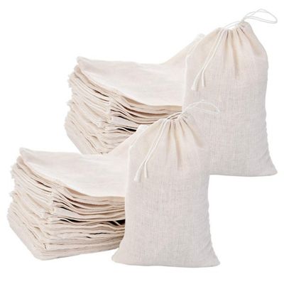 50 Pack Cotton Muslin Bags Multipurpose Drawstring Bags for Tea Jewelry Wedding Party Favors Storage (4 x 6 Inches)