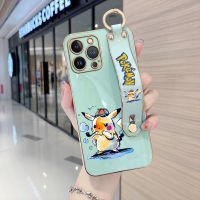 Volans เคสเคสสำหรับ Apple iPhone 15 Plus 15 Pro Max พร้อมสายรัดข้อมือนิ่มลายการ์ตูนน่ารักลายปิกาจูเคสโทรศัพท์ชุบเคสโทรศัพท์นิ่มหรูหรา