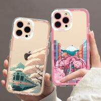 【เคสโทรศัพท์ Qiqi 】เคสโทรศัพท์ Moun Fuji สไตล์ญี่ปุ่นที่สวยงามสำหรับ iPhone 11 12 Mini 13 14 Pro Max เคสใส