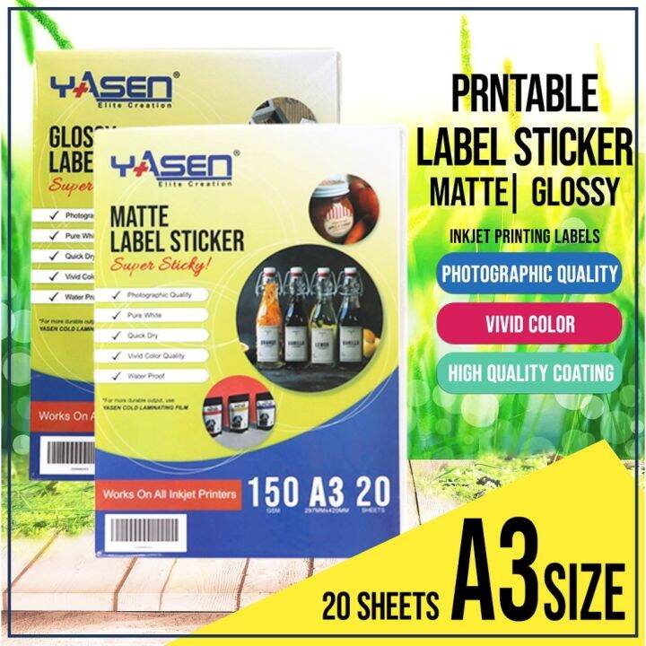 Yasen Label Sticker Paper [ A3 ] - [ 150gsm ] - [ MatteGlossy ...