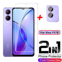 ฟิล์มกระจกเทมเปอร์ใส2-In-1ปกป้องหน้าจอสำหรับ Y27 Y17S Y 17S Y 27 VivoY27 4G 5G 2023ฟิล์มด้านหน้าใสแก้วป้องกันฟิล์มด้านหน้าอุปกรณ์ป้องกันเลนส์หลัง