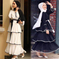 ชุดแขนยาวสง่างามเสื้อผ้ากุลสตรีมุสลิมชุดชีฟองชุดกระโปรงยาว Abaya มุสลิม