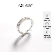 Nhẫn nữ bạc 925 nhẫn bạc hoạ tiết caro đính đá-AURASILVER-N34