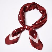 Women Polka Dot Printed Soft Multifunctional Hankerchief Small 70x70cm Imitated Silk Square Hair Scarf