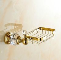 ✠ Crystal Brass Gold Soap Dishes High Quality Soap Holder/Soap Case Bathroom Accessories Bathroom Shelf