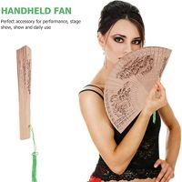 Sandalwood Folding Fan Hand Fan Chinese Hand Fan in Retro Style, Foldable Hand Fan for Wedding Dance Party