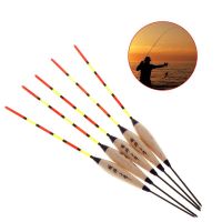 hot！【DT】 5 Pcs/Set Fishing Float Fluorescent Tail Floating Buoy Tackle Barr Wood Set for