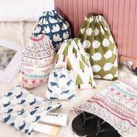 Ins Style Cartoon Printing Cotton Travel Makeup Bag Cloth Storage Bag