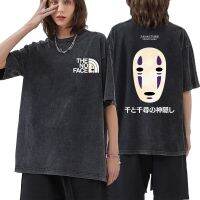 Anime Spirited Away No Face Man Graphic Tshirt 90S Unisex Japanese Manga T Shirt Summer Men Fashion Wash Vintage T-Shirts S-4XL-5XL-6XL