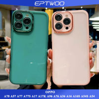 EPTWOO สำหรับ OPPO A78 A57 A77 A77S A17 A17K A96 A76 A36 A16 A16S A54S A54 A55 A15 A15S เคสโทรศัพท์ในตัวเลนส์ป้องกันกล้องกันกระแทกคริสตัลใสใส TPU ฝาหลัง XLE-02