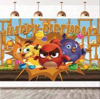 Angry Birds ฉากหลังแอนิเมชั่นเกมธีมตกแต่งงานเลี้ยงวันเกิดแบนเนอร์การถ่ายภาพพื้นหลังไวนิล5x3ft