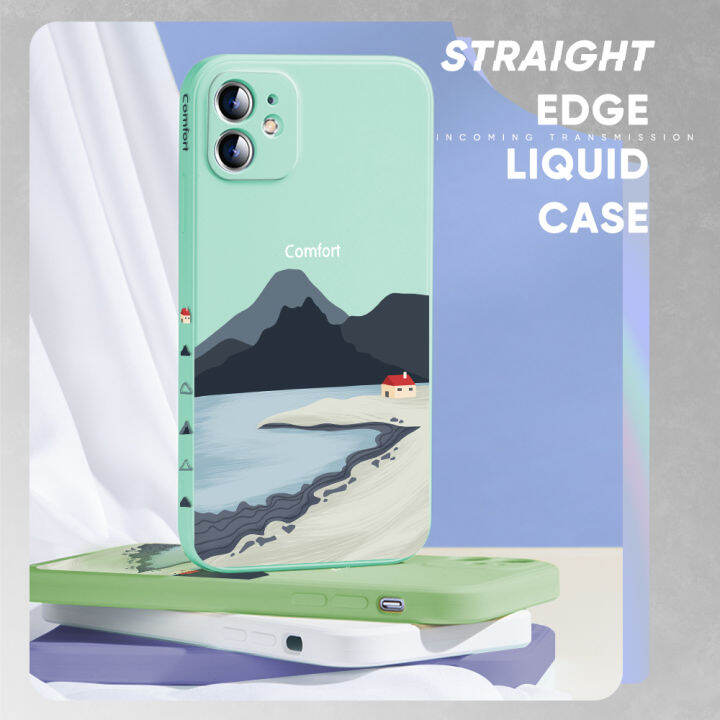 ggk-เคสสำหรับ-oppo-reno10-pro-5g-ใหม่เคสโทรศัพท์ดีไซน์ข้างดีไซน์ฟูจิรูปแบบขอบสี่เหลี่ยมของเหลวปลอกซิลิโคนคลุมทั้งหมดเคสป้องกันทนแรงกระแทกกล้อง