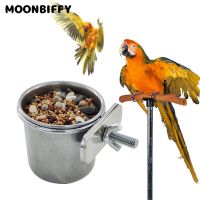 S-XL Birds Hanging Cage Bowl Stainless Steel Pet Birds Dish Cup Anti-turnover Feeding Food Drinking Feeder for Parakeet Lovebird