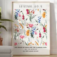 Isaiah 40ลายดอกไม้ | พิมพ์และจัดส่ง | ตกแต่งพระคัมภีร์สมัยใหม่ | พิมพ์ลายพระคัมภีร์ไบเบิล | คริสเตียนการตกแต่งบ้าน | ศรัทธาชาวคริสต์โปสเตอร์ Kado Ulang Tahun ผลิตภัณฑ์ที่กำหนดเองส่วนบุคคล1ชิ้นกรอบไม้ด้านในหรือไร้กรอบ