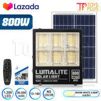 LUMALITE ไฟโซล่าเซลล์ ไฟสปอร์ตไลท์ 800W สี ขาว (White) / วอร์มไวท์ (Warm White) วัตต์เต็ม Solar Cell LED Solarlight Spotlight Floodlight ไฟโซล่า ไฟแสงอาทิตย์ รุ่นใหม่ 6 ช่อง กันน้ำ IP67 ไฟสว่างทั้งคืน พร้อมรีโมท **ประกัน 1 ปี**