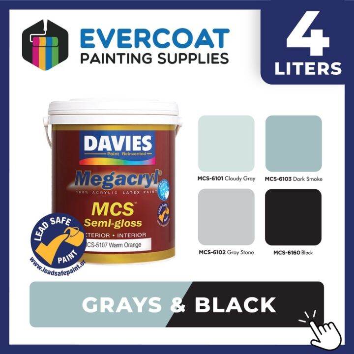 Davies Paints Megacryl SemiGloss 4Liters (Grays Blacks) Lazada PH