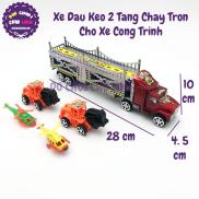 Đồ chơi xe tải đầu kéo 2 tầng chở xe CÔNG TRÌNH bằng nhựa chạy trớn 809-2