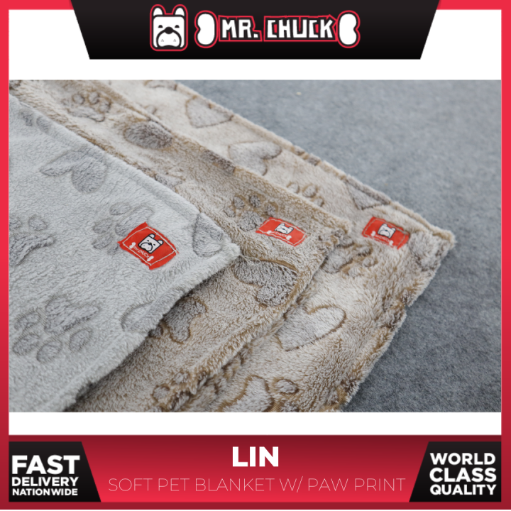 Mr. Chuck PH LIN SOFT PET BLANKET w/ PAW PRINT ( DOG / CAT / CANINE