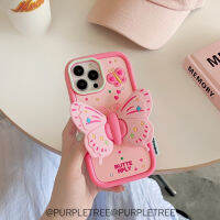 เคส3D ลายผีเสื้อเข้ากันได้กับ IPhone11 14 13 12 Promax กันตกเลนส์ป้องกันซิลิกาเคสโทรศัพท์