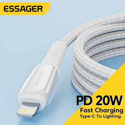 ESSAGER PD 20W USB C สายสำหรับ iPhone 11 12 13 Pro Max ที่ชาร์จเร็วแบบ2.4A 6 7 8Plus สายดาต้า iPad