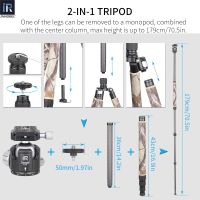 RT75อินโนเรลขาตั้งกล้องขาเดียวขาตั้งกล้องสามขาไฟเบอร์คาร์บอนอำพราง85ซม. สำหรับกล้อง DSLR ขาตั้งแบบพาโนรามาหัวบอลที่มีแรงโน้มถ่วงต่ำ