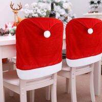 Red Hat Dining Chair Slipcovers,Christmas Chair Back Covers Kitchen Chair Covers for Christmas Festival Decoration