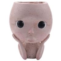 Cute Plastic Head Face Succulents Flower Pot Interior Decoration Flower Vase Open Eyes