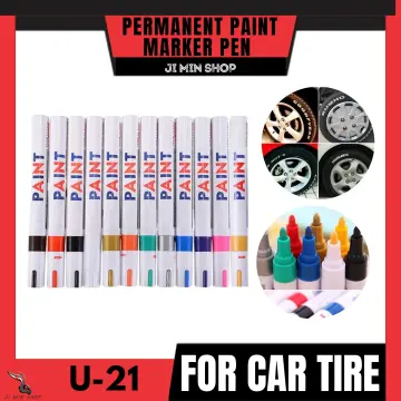 Tire Paint Permanent Marker Pens, White Paint Pens Waterproof for Car Tire  Rubber, Automatic vehicles tyre Lettering