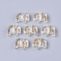 20pc Transparent Glass Beads with Glitter Powder Elephant Clear 10x13x4mm Hole: 0.8mm