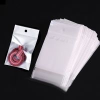 100pcs Self Sealing Plastic OPP Bags Hanging Self Adhesive White Pouches for Wedding Party Jewelry Packaging Retail Display Bag