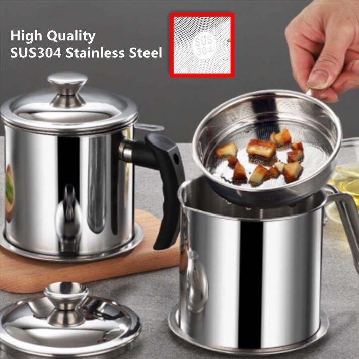 Ready Stock L Large Sus Stainless Steel Oil Strainer Pot Can Container With Strainer