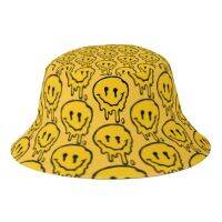 [Hana Clothing Store] ฤดูใบไม้ร่วง Acid Smile Bucket หมวกสำหรับเด็กผู้หญิง Cool Smiley Fisherman Hat หมวกตกแต่ง