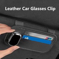 Multi-function Sunglasses Holder  Leather Glasses Holders for Car Sun Visor  Eyeglasses Hanger and Ticket Card Clip Eyewear case