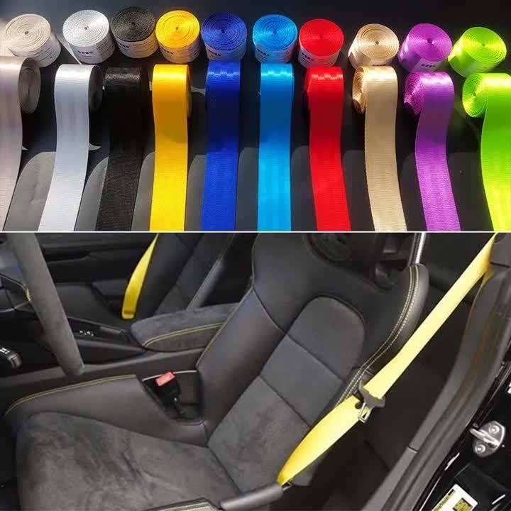 New Car Seat Belt Webbing Strap with LOGO Polyester Multi-color Safety  Belts Length 3.6m Width 4.8cm Car Accessories