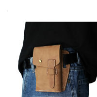 Men Crazy Horse Skin Universal Leather Waist Bag Belt Clip Holster Fanny Pack Durable Outdoor Mobile Phone Pouch