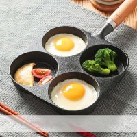 4 Holes Omelet Pan Burger Eggs Ham PanCake Maker Frying Pans Non-stick Breakfast Cooking Pot with Shovel Brush Gas Stove