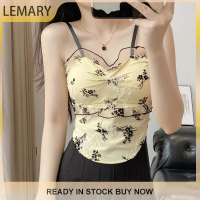 Lemary 2023แฟชั่นใหม่ล่าสุดสำหรับฤดูร้อนเสื้อสายเดี่ยวลายดอกไม้ย้อนยุคแขนกุดหวานเร่าร้อนเสื้อกล้ามเพรียวบางไม่สม่ำเสมอ