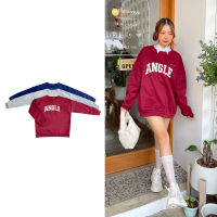 Big Store?เสื้อสเวตเตอร์คอกลมสกรีนลาย ANGLE 3 สี แขนยาว ผ้าสำลี