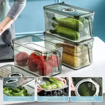 Locaupin Easy Access Fridge Organizer Multipurpose Can Bottle Fruit  Vegetable Storage Kitchen Food Pantry Countertop Bin