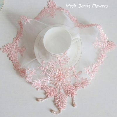 Popular flower mesh table place mat cloth embroidery dish placemat pad coffee tea coaster cup Christmas Wedding kitchen doily