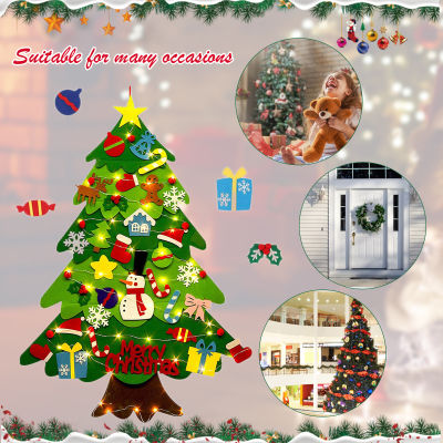 เด็ก DIY Felt Christmas Tree ตกแต่งสุขสันต์วันคริสต์มาสสำหรับ Home 2022อุปกรณ์ตกแต่งวัยคริสมาสต์ Navidad 2023ใหม่ปีของขวัญต้นคริสต์มาส