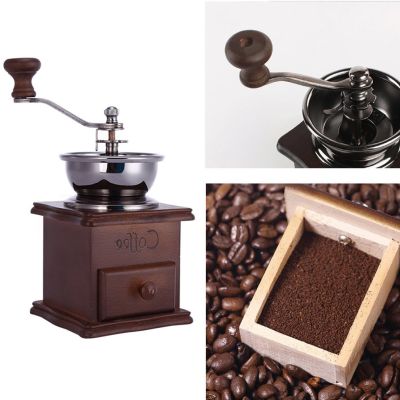 Coffee Grinder Coffee Maker Bean Grinder Antique Appearance Wooden Base